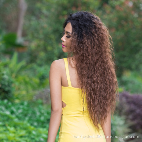 Natural kinky curly Hair Long 30 Inch Ombre Color Wigs For Black Women Heat Resistant Fiber Synthetic Hair Lace Front Wig